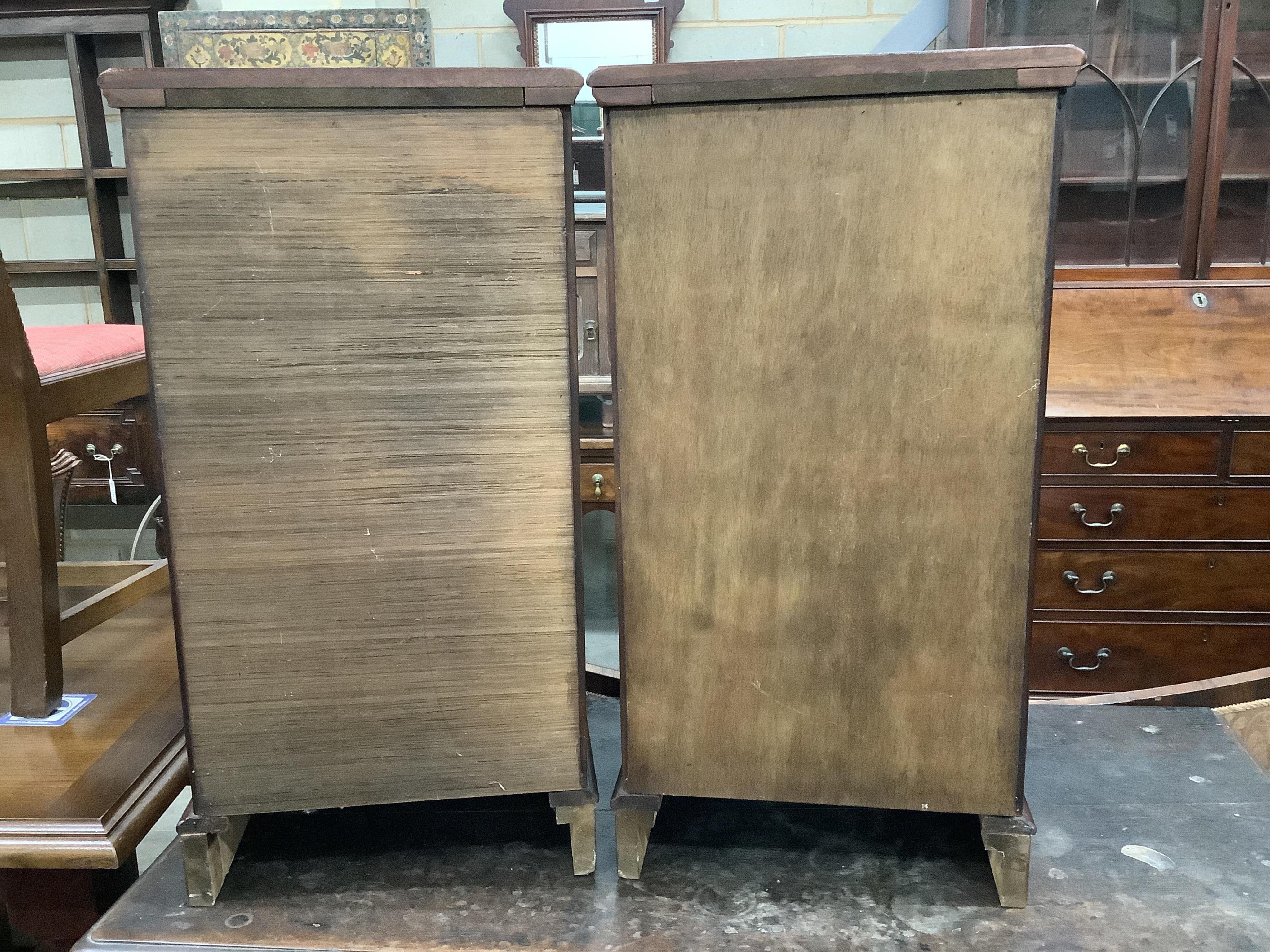 A pair of Victorian and later mahogany four drawer bedside chests, adapted, width 42cm, depth 40cm, height 81cm. Condition - good.